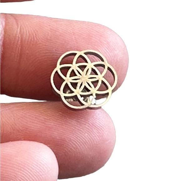 Stainless Steel Silver Swirl Cut Metal Stud Earrings - Picture 5 of 8